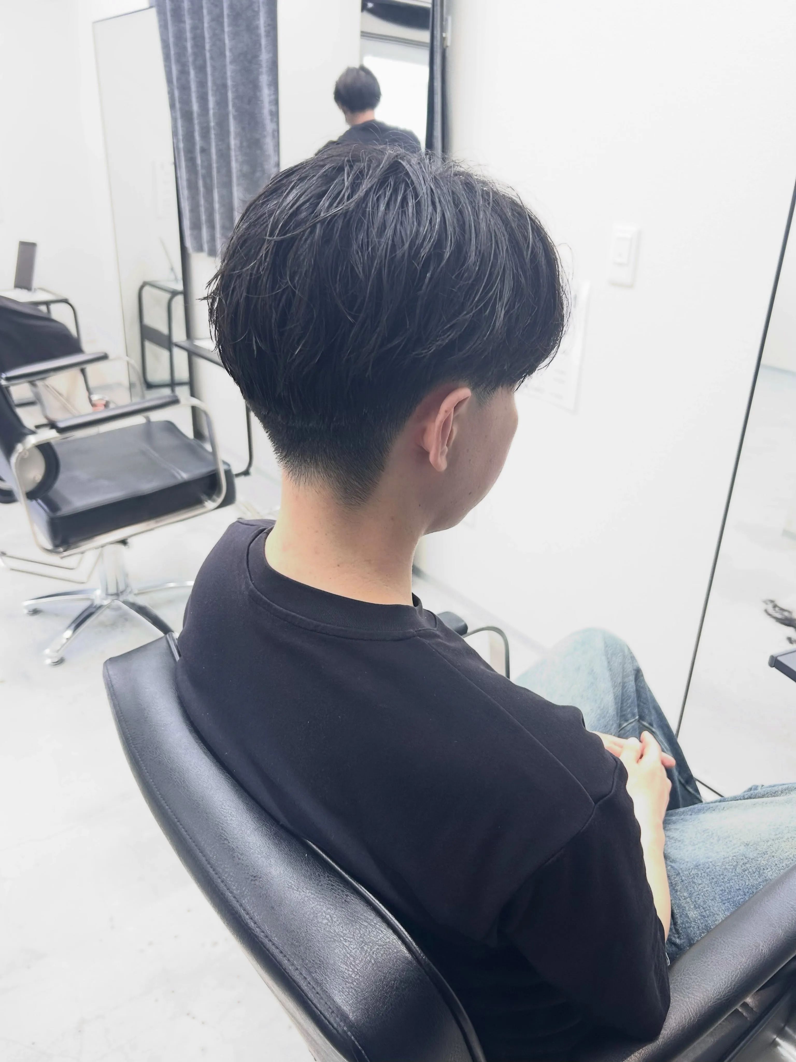 ツーブロック×センターパート